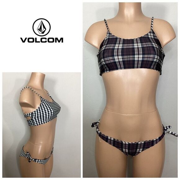 New. Volcom plaid and check bikini. Small. Retails $149 - Picture 1 of 8